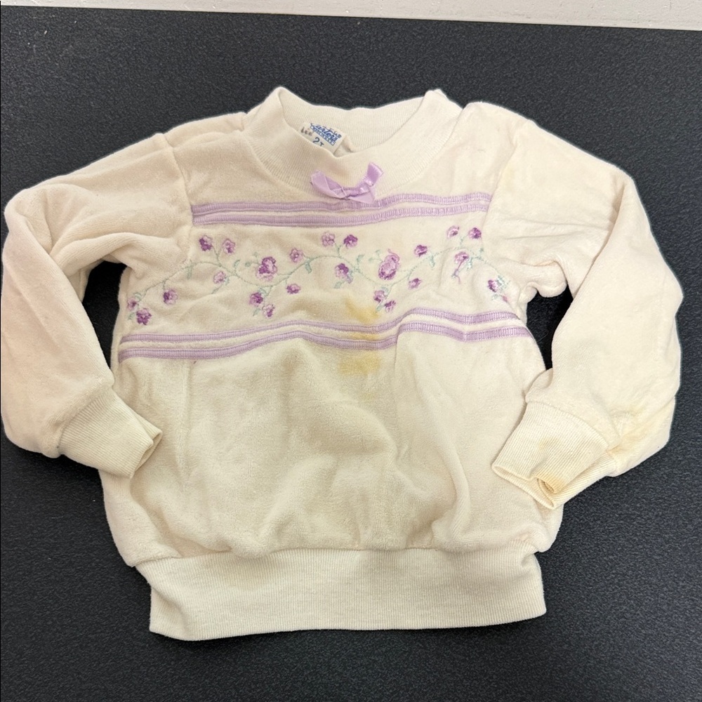 Carter's Cream Sweatshirt with Lavender Floral Embroidery